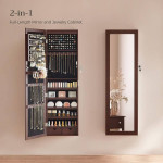 Full Length Mounted Mirror Jewelry Cabinet