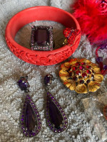 Red Hat Purple Dress jewelry & pins