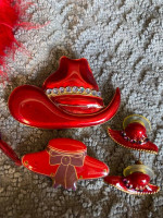 Red Hat Purple Dress jewelry & pins