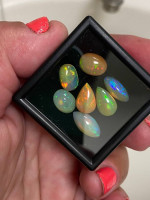 PLS READ! Natural polished ethiopian opal cabochons with bright vibrant colors a