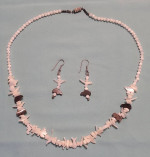 Shell necklace and earrings set white brown fish bird animal shapes