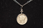 Silver Mercury Head Dime Necklace