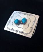 Silver and Turquoise Belt Buckle