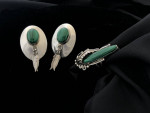 Malachite and Silver Earrings and Ring Set