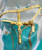 18KT Heavy Gold Plate Cross Pendant 24" Monet Chain