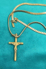 18KT Heavy Gold Plate Cross Pendant 24" Monet Chain