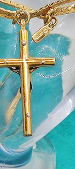 18KT Heavy Gold Plate Cross Pendant 24" Monet Chain