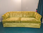Beautiful 1975 Chartreuse velvet tufted sofa