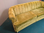 Beautiful 1975 Chartreuse velvet tufted sofa