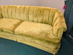 Beautiful 1975 Chartreuse velvet tufted sofa