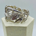 TRIFARI Grape Leaf Clamper Cuff Bracelet Hinge Silver 1970s Kunio Mats