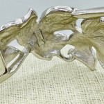 TRIFARI Grape Leaf Clamper Cuff Bracelet Hinge Silver 1970s Kunio Mats