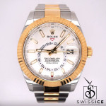 Rolex Sky-Dweller 42mm Men's 18k Yellow Gold & Steel Oyster White Dial