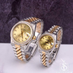 Rolex SET Datejust 26/36mm 18k Yellow Gold & Steel ICED 1.75ct Diamond