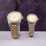 Rolex SET Datejust 26/36mm 18k Yellow Gold & Steel ICED 1.75ct Diamond