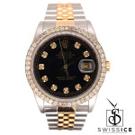 Rolex Mens Datejust 36mm 18k Yellow Gold & Steel Iced 1.75ct Diamonds