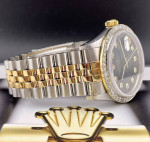 Rolex Mens Datejust 36mm 18k Yellow Gold & Steel Iced 1.75ct Diamonds