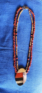 Karla Jordan Coral and Inlay Pendant Necklace