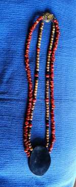 Karla Jordan Coral and Inlay Pendant Necklace