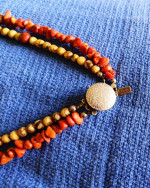 Karla Jordan Coral and Inlay Pendant Necklace
