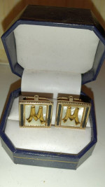 Mother of pearl initials M or W cuff links