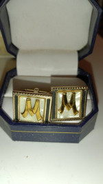 Mother of pearl initials M or W cuff links