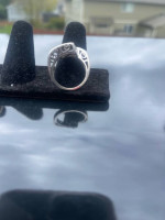 Stunning 14k White Gold Ring size 7 with Black and Regular Diamonds