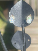 14k Gold and Australian Opal Pear Shaped Earrings