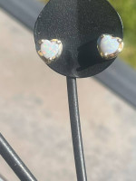 14k Yellow Gold and Heart Shaped Australian Opal Earrings