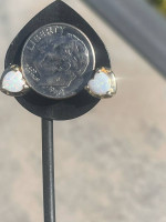 14k Yellow Gold and Heart Shaped Australian Opal Earrings
