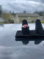 Beautiful Heart Shaped Ruby and 10k Gold Ring Size 6.5