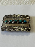 SILVER TURQUOISE Belt  Buckle