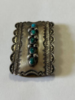 SILVER TURQUOISE Belt  Buckle