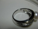 14K Diamond Pearl Sterling Ring 7