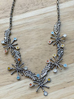 ARTISAN SILVER AND ENAMEL NECKLACE AND EARRINGS-SET