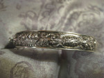 Antique Sterling Repousse Floral Bangle Hinged Oval Bracelet