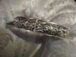 Antique Sterling Repousse Floral Bangle Hinged Oval Bracelet