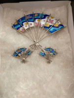 Fan shaped Pin and Earrings