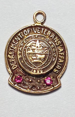 Veteran Affairs Service Award Charm Rubies GF