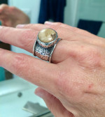 Substantial Artisan Hammered Sterling Silver Ring Women's Size 7