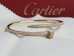 18k Gold Cartier Love Bangle Nail Bracelet Pave Diamonds