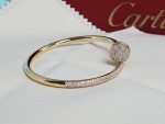 18k Gold Cartier Love Bangle Nail Bracelet Pave Diamonds