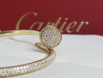 18k Gold Cartier Love Bangle Nail Bracelet Pave Diamonds