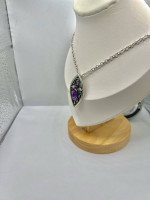 Purple Cz Flower Pendant Silver Chain Necklace