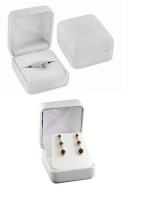 36 White Leatherette Hinged Earring Boxes