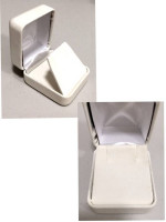 36 White Leatherette Hinged Earring Boxes