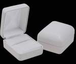36 White Leatherette Hinged Earring Boxes