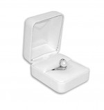 36 White Leatherette Hinged Earring Boxes