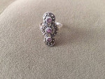 NEW Sterling Silver Marcasite and Amethyst Ring