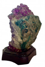 Amethyst large rock on a fitted wood base